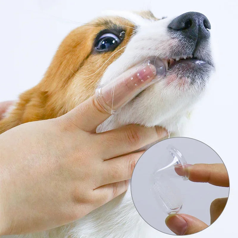 Cepillo Dental de Dedo para Mascotas | Limpieza de Dientes y Antisarro para Perros y Gatos de Silicona Suave